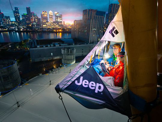 Extreme staycation! Jeep’s hanging tent on London’s O2