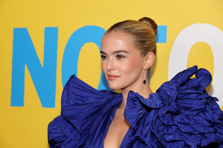 US actress Zoey Deutch attends ‘Not Okay’ premiere in Elie Saab gown