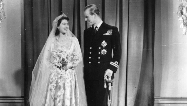 Looking back at Queen Elizabeth II’s wedding gown made with Syrian brocade