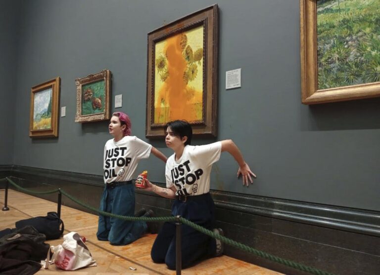 UK police charge two women after soup thrown at van Gogh’s ‘Sunflowers’